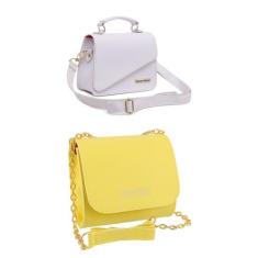 Bolsa feminina kit 2 bolsas alça transversal - ZBOLSAS, Mini, Bg branc
