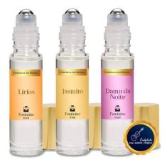 Kit 3 Perfumes Roll On Dama Da Noite, Jasmim E Lírios - 10Ml - Essênci