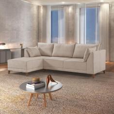 Sofá de Canto 5 Lugares 2,68m Veludo Marrom Sevilha - Martins Estofado