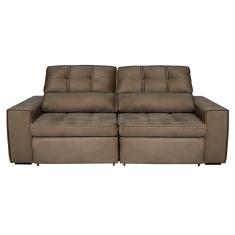 Sofá 5 Lugares Luizzi Bugatti II com Retrátil e Reclinável, Revestido em Tecido Veludo Plush e 251 cm de Largura