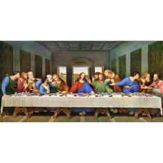 Quadro Santa Ceia Vintage Jesus Cristo 100X50Cm Tela Canvas