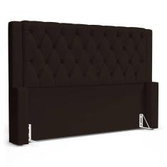 Cabeceira Cama Box Queen Size Atena 180cm Capitonê com Frame Sintético Marrom - Desk Design