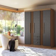 Guarda-roupa Santos Andirá Aurora 3 Portas 3 Gavetas 6 Prateleiras com Cabideiro Solteiro