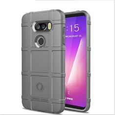 Capa para LG V30S Plus, blindagem robusta, material TPU de fibra de carbono, macio antiderrapante macio, anti-impressão digital, capa totalmente protetora para LG V30S Plus