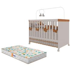Berço Americano Mini Cama Antonella Off White Caramelo com Colchão Gazin - Canaã