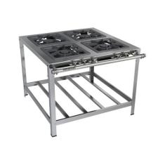 Fogão Industrial 4 Bocas 40x40 Luxo Aço Inox 304 Metalmaq, Gás Natural