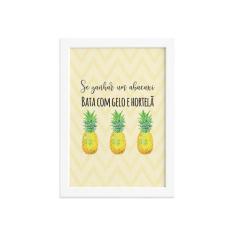 Quadro Abacaxi Hortelã Moldura Branca 22x32cm - Quartinhos