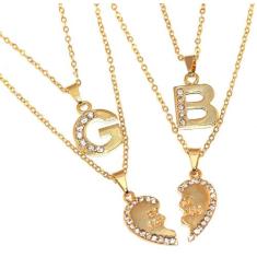 Colar Inicial Duplo Amizade Best Friends Amigas Folheado - Milena Folh