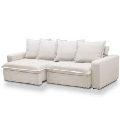 Sofá Retrátil Reclinável Para Sala de Estar Living 215cm Vêneto F04 Bouclê Cru - Lyam Decor