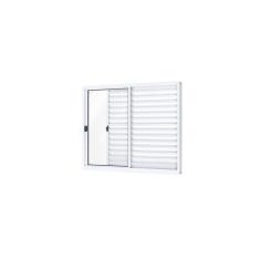 Janela Veneziana de Correr Alumínio 3 Folhas Riobras  100cmx100cm Branco
