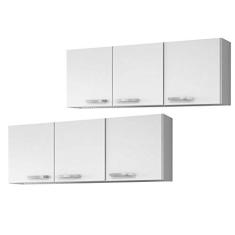 Kit 2 Armários Aéreos Parma 150cm 3 Portas Branco - Lumil Móveis