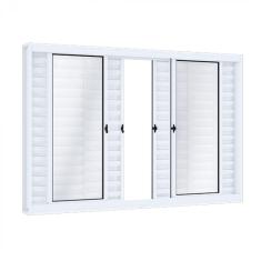 Janela de Aço Veneziana de Correr 100x150cm 6 Folhas Riobras Branco