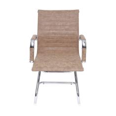 Cadeira para Escritório Interlocutor Base Fixa Esteirinha Sintético 3301 Or Design Castanho Retrô