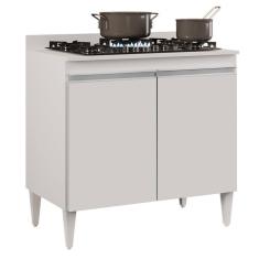 Balcão Para Cooktop 80cm 2 Portas Flórida Branco - Lumil Móveis