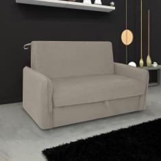 Sofá Cama Para Sala De Estar Zaia Com Baú Suede Matrix - Bege Bege