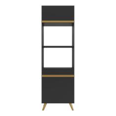 Paneleiro 2 Portas Para Forno E Microondas Veneza Gb Multimóveis Preta