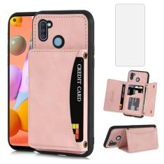 Asuwish Capa de telefone para Samsung Galaxy A11/M11 capa carteira com protetor de tela de vidro temperado e suporte de cartão de crédito de couro PU com compartimento robusto acessórios de celular