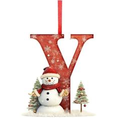 26 enfeites de letras, decoração de árvore de Natal, carta de Natal, pingente de pendurar para árvore de Natal, letras do alfabeto para árvore de Natal, artesanato faça você mesmo, enfeites de Natal