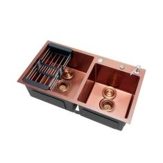 Cuba Para Cozinha Gourmet Pia Dupla Aço Inox 304 Awá 78x43 cm Pingoo.c
