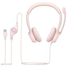 Headset Logitech H390, Com Fio, USB, Rosa - 981-001280