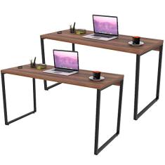Kit 02 Mesas Para Escritório Home Office Estilo Industrial Form C01 135 cm Nogal - Lyam Decor