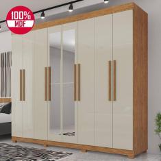 Guarda-Roupa de Casal 100% MDF 8 Portas 4 Gavetas Itália Com Espelho  - Tudo de Móveis
