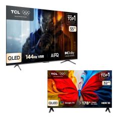 Combo Smart TV TCL 55 QLED 4K P8K WiFi 144Hz 55P8K e Smart TV TCL 32 HD QLED S5K WiFi 32S5K