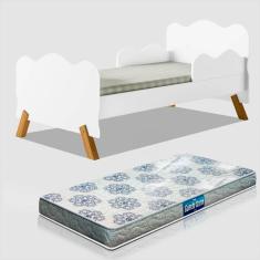 Cama Juvenil Pés Em Madeira Branca Com Colchão Probel