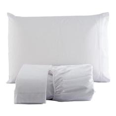 Lençol Com Elastico Solteito Mais Fronha Percal Branco