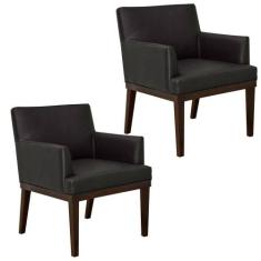Kit 02 Poltronas Vitória Sala e Recepção Napa Preto - DS Estofados - E