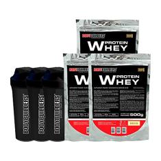 KIT 3x Whey Protein 500g + 3x Coqueteleira - Bodybuilders Sabor Baunilha