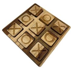 Jogo De Tabuleiro Decorativo Jogo Da Velha Em Madeira Teca - Le Requen