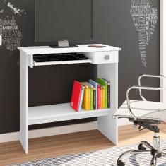 Mesa para Computador Pequena 1 Gaveta 1 base de teclado Cor Branco - ajl Móveis