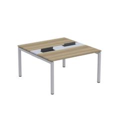 Mesa Plataforma Dupla com Pé de Aço para Coworking 130X140/2P PDC13/14/2P Noce Naturalle/Cinza