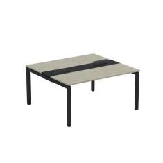 Mesa Plataforma Dupla com Pé de Aço para Coworking 150X140/2P PDC15/14/2P Nogueira Casablanca/Preto