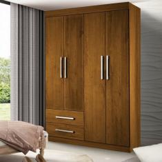 Guarda Roupa Solteiro 4 Portas 2 Gavetas Madri Siena Móveis Freijó