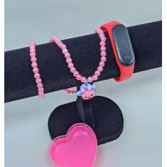 Kit Relógio Infantil Digital Led Bracelete Esportivo Prova água Silico