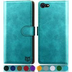 SUANPOT Capa carteira para iPhone 7/8/SE2/SE 3ª 2020/2022 de 4,7 polegadas com bloqueio de RFID, porta-cartão de crédito, capa de telefone de couro PU flip book capa celular mulheres homens para Apple