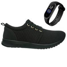 Tenis Casual Pisada Neutra Estilo Esportivo Caminhada Academia + Relóg