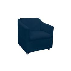 Poltrona Decorativa Tilla Pés Cromado Suede Azul Marinho - DS Estofado