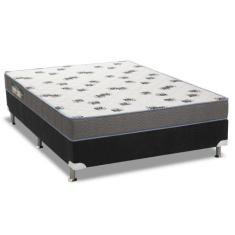 Cama Box Casal: Colchão Espuma Ortobom D33 Light + Base CRC Courano Bl