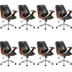 Kit 8 Cadeiras Escritório Diretor Giratória material sintético Kopenha