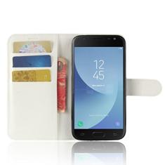 Capa carteira para Samsung J2 Pro 2018, capa carteira flip de couro PU premium com compartimento para cartão, suporte e fecho magnético [capa interior à prova de choque de TPU] compatível com Samsung