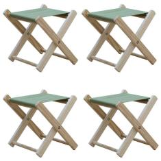 Kit 4 Banquinho De Madeira Banqueta Pescador-verde