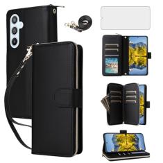 Asuwish Capa de celular para Samsung Galaxy A54 5G com protetor de tela de vidro temperado e carteira com zíper e compartimento para cartão com suporte flip acessórios para celular A545G A 54 54A 4G