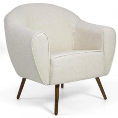 Poltrona Decorativa Fixa com Pés Palito Nina D02 Linho Bege B-298 - Ly