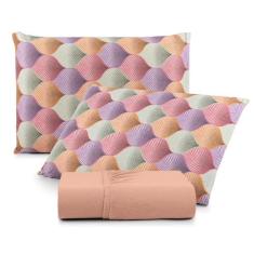 Jogo de Lençol Casal 03 Pçs C/ Elástico Malha 100% Algodão Estampado -