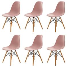 Conjunto 6 Cadeiras Charles Eames Eiffel Rosa