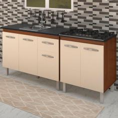 Balcao Pia 120cm e Cooktop 5 Bocas Savana Off White Mobbs