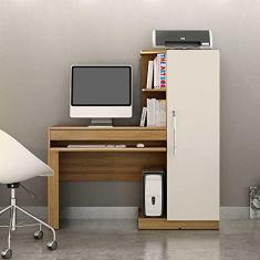 Mesa para Computador com Armário 1 Porta 1 Gaveta Office Valdemóveis Cinamomo/off White
